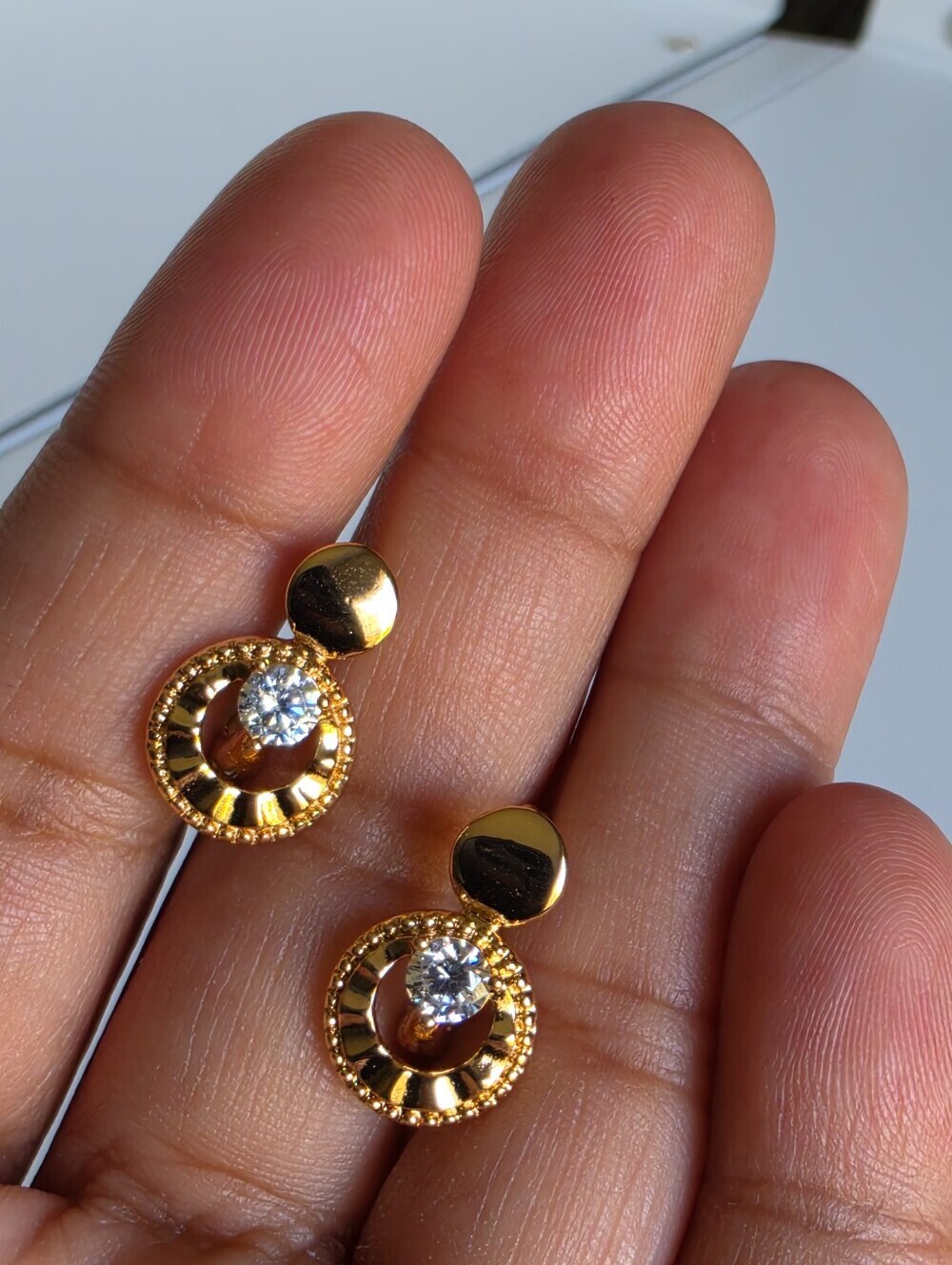 ✨ Rose Gold Plated CZ Hoop Earrings Vintage Style Round Luxury Dangle Jewelry